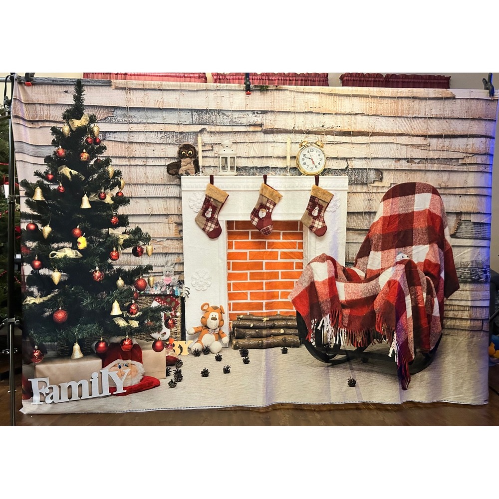 Christmas Themed 7'x5' Kate Microfiber Material Photography Backdrop Pole Pocket